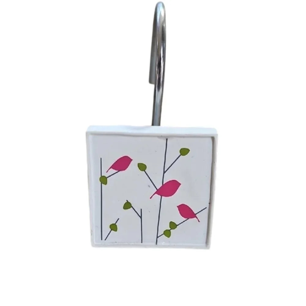 Set of 23 wooden Floral Shower Curtain Hooks square ~ 1.5 x 1.5 inches
